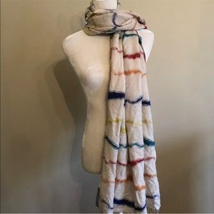 Ahujasons Womens Beige Striped Scarf Wool Blend